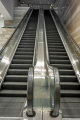 Escalators in an empty shopping mall in Hong Kong with motion blur effect - 7