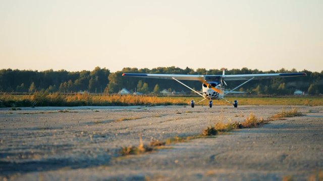 Moving process of a small aircraft along an old runway
