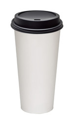 Blank closed white paper take away coffee cup isolated on white background including clipping path