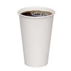 Coffee in opened blank paper take away cup isolated on white background including clipping path