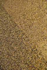 Small yellow stones on the road surface as background