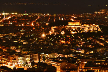 The best of Top view Acropolis at night  on Lycabettus Hill.
A place in Athens that should not be missed at night time.