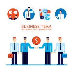 Obraz na płótnie Canvas Business team Businessman successful teamwork Partnership concept Flat design Vector illustration