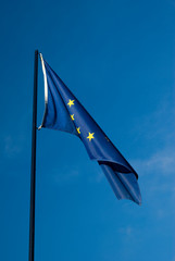 European flag on blue sky