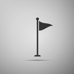 Golf flag icon isolated on grey background. Golf equipment or accessory. Flat design. Vector Illustration