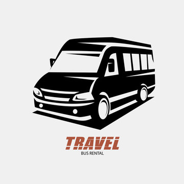mini van outlined sketch, isolated vector symbol, micro bus stylized symbol