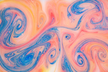 Abstract paint ink, psychedelic background. Colorful spots on water surface.