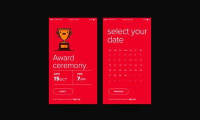 Award Ceremony with Trophy UX and UI For Phone Screen