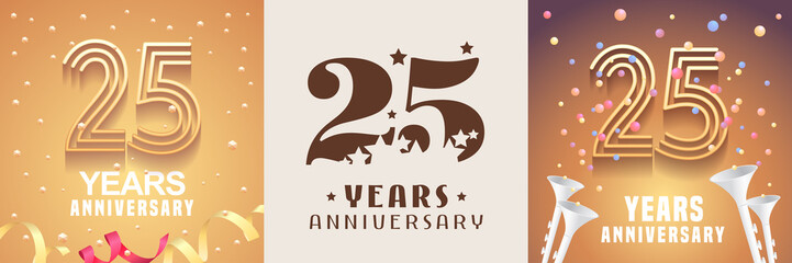 25 years anniversary set of vector icon, symbol. Graphic design element