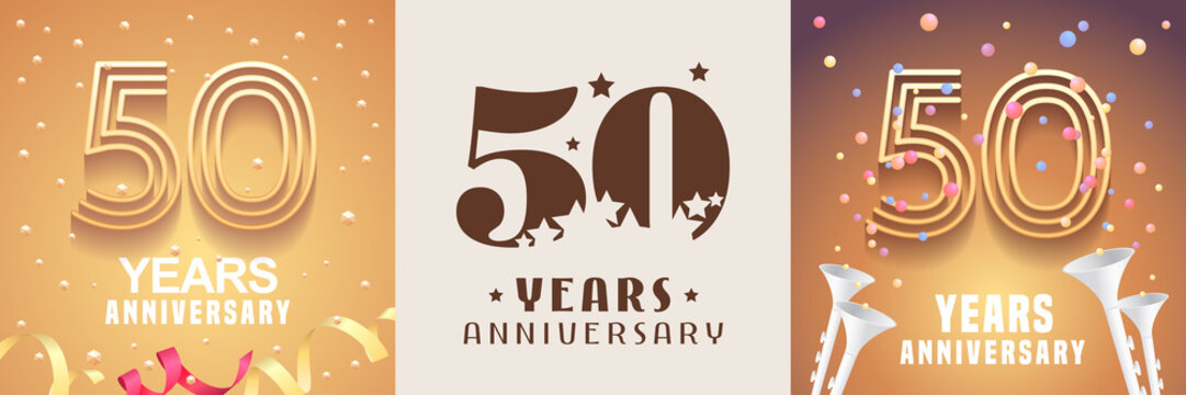 50 years anniversary set of vector icon, symbol. Graphic design element