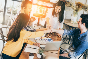 creativity brainstorm ideas concept with business partnet meeting workshop in conference room office background