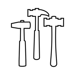 hammers set handle tools icon