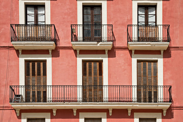 Naklejka premium Typical building facade with balconies in Tarragona, Spain