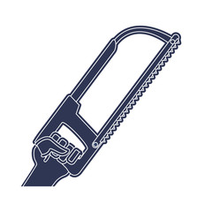 hand using hacksaw tool