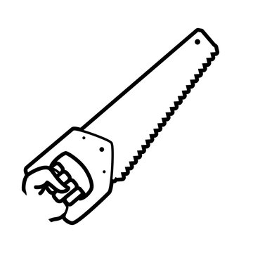 hand with carpentry saw tool