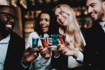Cocktails. Together. Girls and Guys. Bar. Rest.
