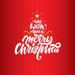 we wish you a merry Christmas lettering. Christmas lettering tree . Christmas lettering for posters, postcards, gifts and much more