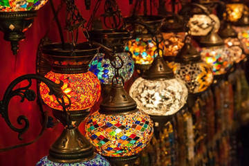 Lamps and lanterns on Grand Bazaar. Istanbul, Turkey