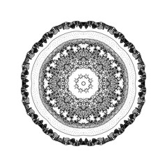 monochrome black and white round ornament mandala isolated on a white background