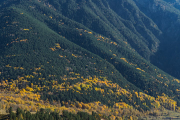 Mountain slope in autumn season.