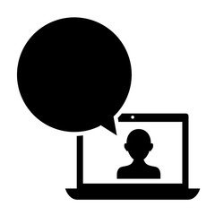 laptop with user and speech bubble