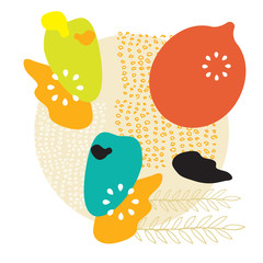 Scandinavian style abstract and floral elements Vector illustration