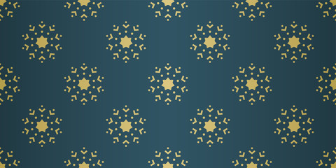 Luxury Golden Christmas Pattern with Stars and Snow