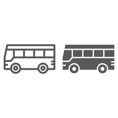 Bus line and glyph icon, traffic and public, vehicle sign, vector graphics, a linear pattern on a white background.