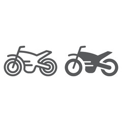 Motorcycle line and glyph icon, vehicle and cycle, motorbike sign, vector graphics, a linear pattern on a white background.
