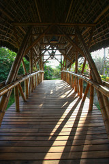Wooden bridge in a beach resort in Ecuador.