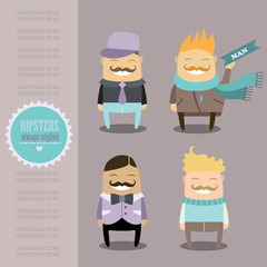 Funny cartoon characters set. Stylish guys always look cool. Hipster fashion and style Vector illustration