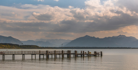 Beautiful alpine view at the famous Chiemsee - Chieming - Bavaria - Germany