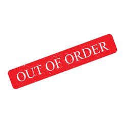 Fototapeta premium Red Rubber Stamp, text sign grunge effect, OUT OF ORDER isolated on white background, Vector Illustration