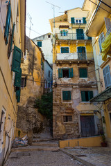 Fototapeta na wymiar Alleyway in Corfu old town, Greece