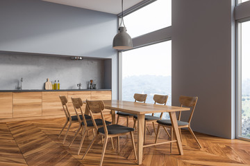 Gray dining room corner