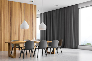 White and wooden dining room corner