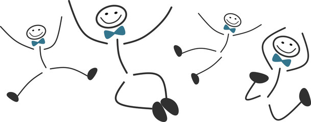 Strichmännchen springen vor Freude