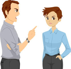 Fototapeta premium Teen Girl Lesbian Dad Scold Illustration