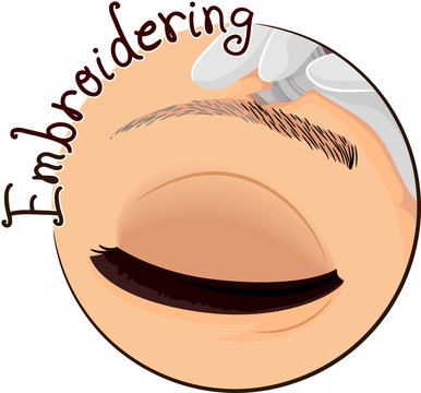 Eyebrow Embroidering Icon Illustration