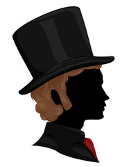 Silhouette Man Victorian Hair Hat Illustration