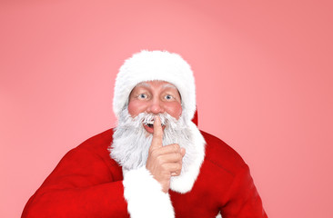 Fototapeta na wymiar Portrait of happy Santa Claus on soft colour background with copyspace,3d rendering