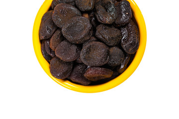 Organic Dried Apricots Isolated on a White Background. Selective focus.