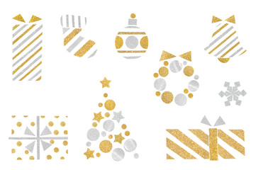 Christmas icon paper cut background - isolated