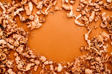 wood saw dust on color paper