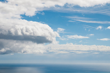 blue sky with clouds and blue sea