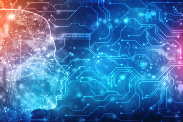 Abstract Artificial intelligence. Creative Brain Concept, Technology web background. Virtual concept, futuristic abstract background