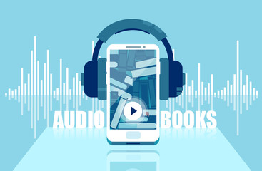 Vector illustration of audio books concept