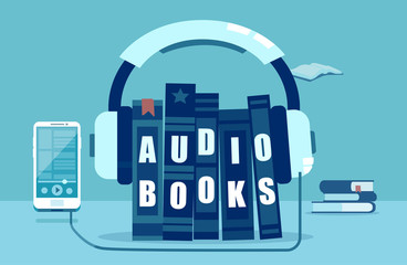 Vector illustration of audio books concept