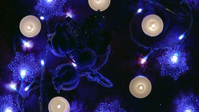 abstract background with blue decor and candles