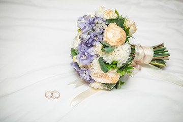 Two wedding rings in infinity sign. Love concept.